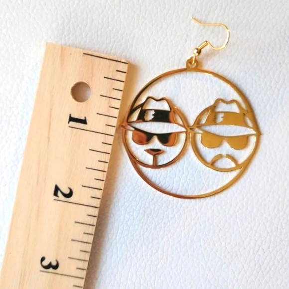 GOLD Chicana Hoop Round Dangle Drop Earrings Lowrider Latina Gangster - Picture 2 of 5